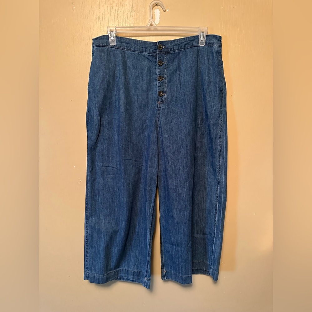 🌿 LC Lauren Conrad Dark Blue Cropped Wide-Leg Denim Pants - XL